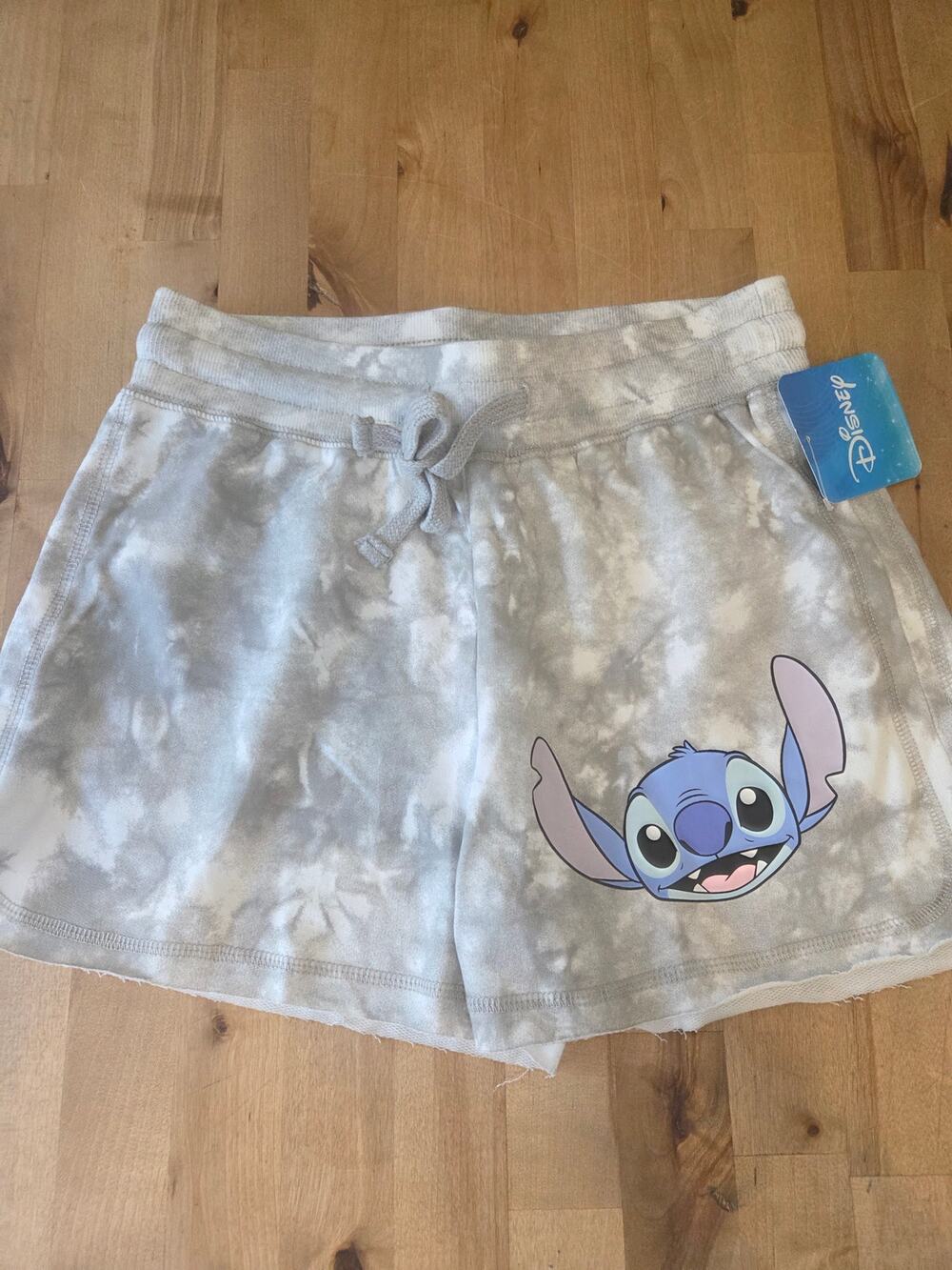 NWT Disney Womens Extra Small Stitch Gray Tie-Dye Lounge Shorts